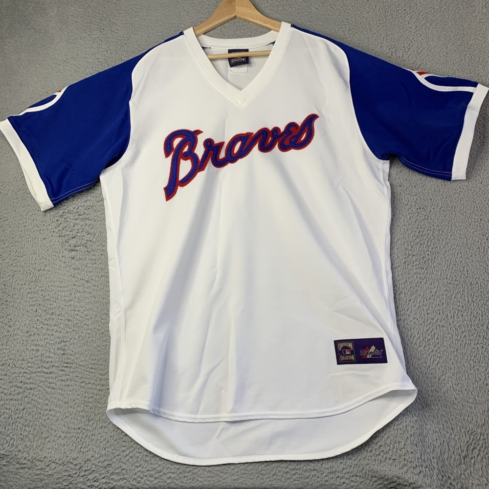 Atlanta Braves Jersey Mens Large MLB Baseball Cooperstown Majestic